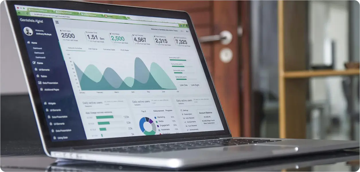 laptop showing data analysis dashboard